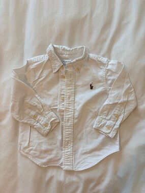 Ralph Lauren White Button-Down Shirt with Embroidered Pony